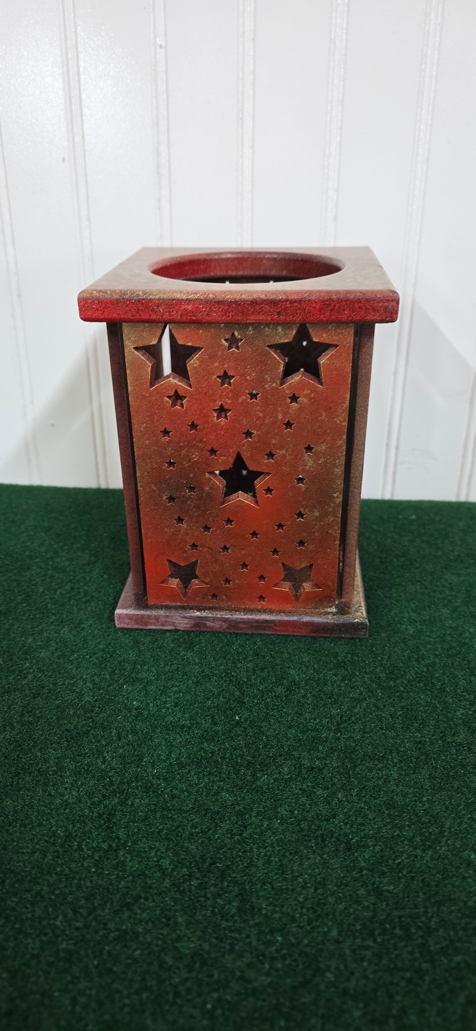3 inch glass candle holder red,black and gold finish